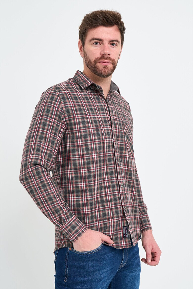Lee Cooper Риза с джоб на гърдите - Червен/Бял/Tъмносив - Pepit.bg