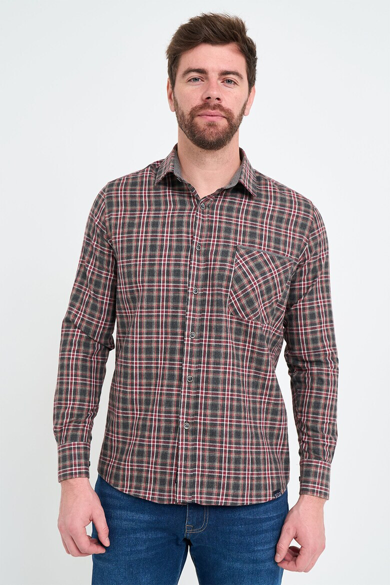 Lee Cooper Риза с джоб на гърдите - Червен/Бял/Tъмносив - Pepit.bg