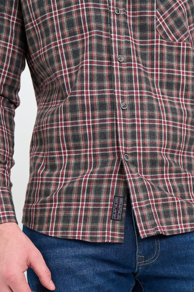 Lee Cooper Риза с джоб на гърдите - Червен/Бял/Tъмносив - Pepit.bg