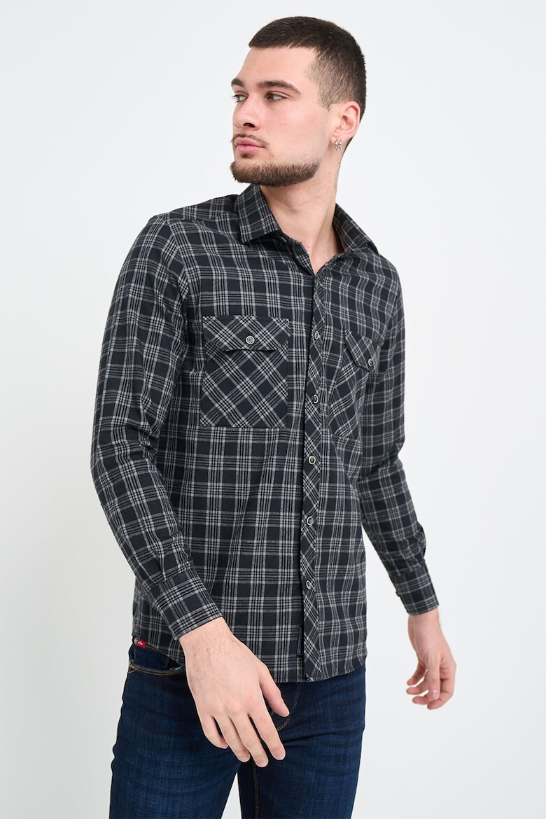 Lee Cooper Риза с джобове на гърдите - Черен/Tъмносив - Pepit.bg