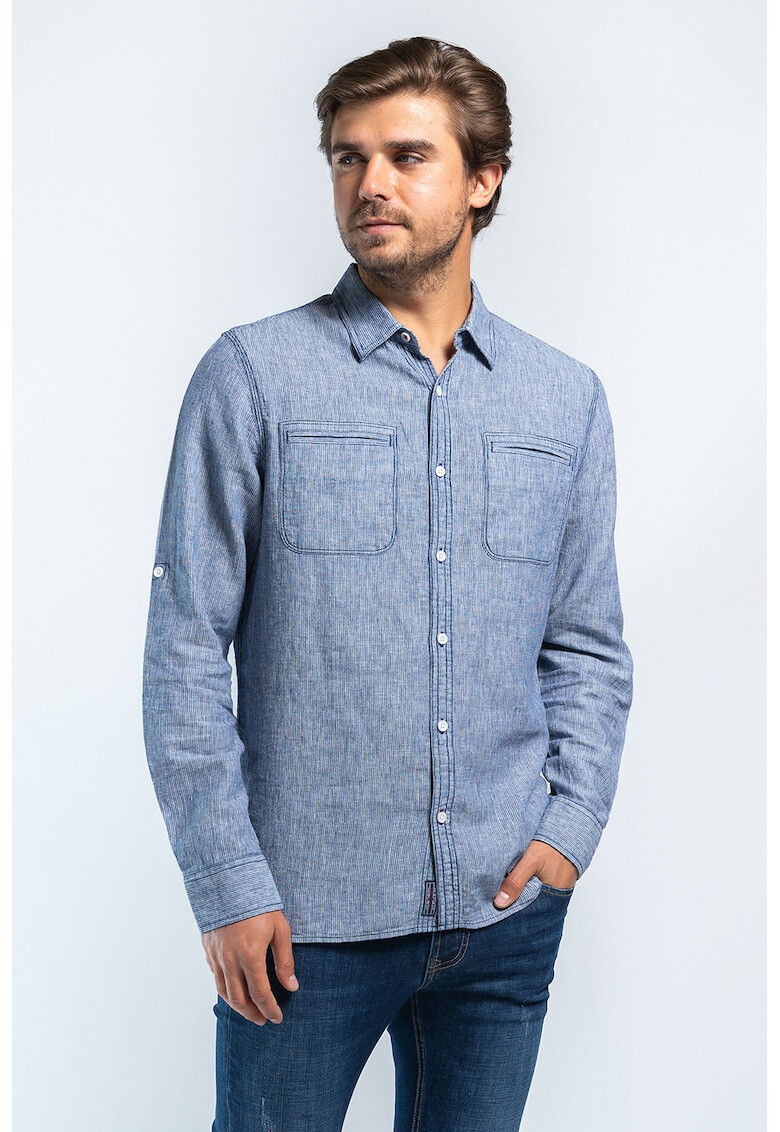 Lee Cooper Риза с лен и джоб на гърдите - Pepit.bg