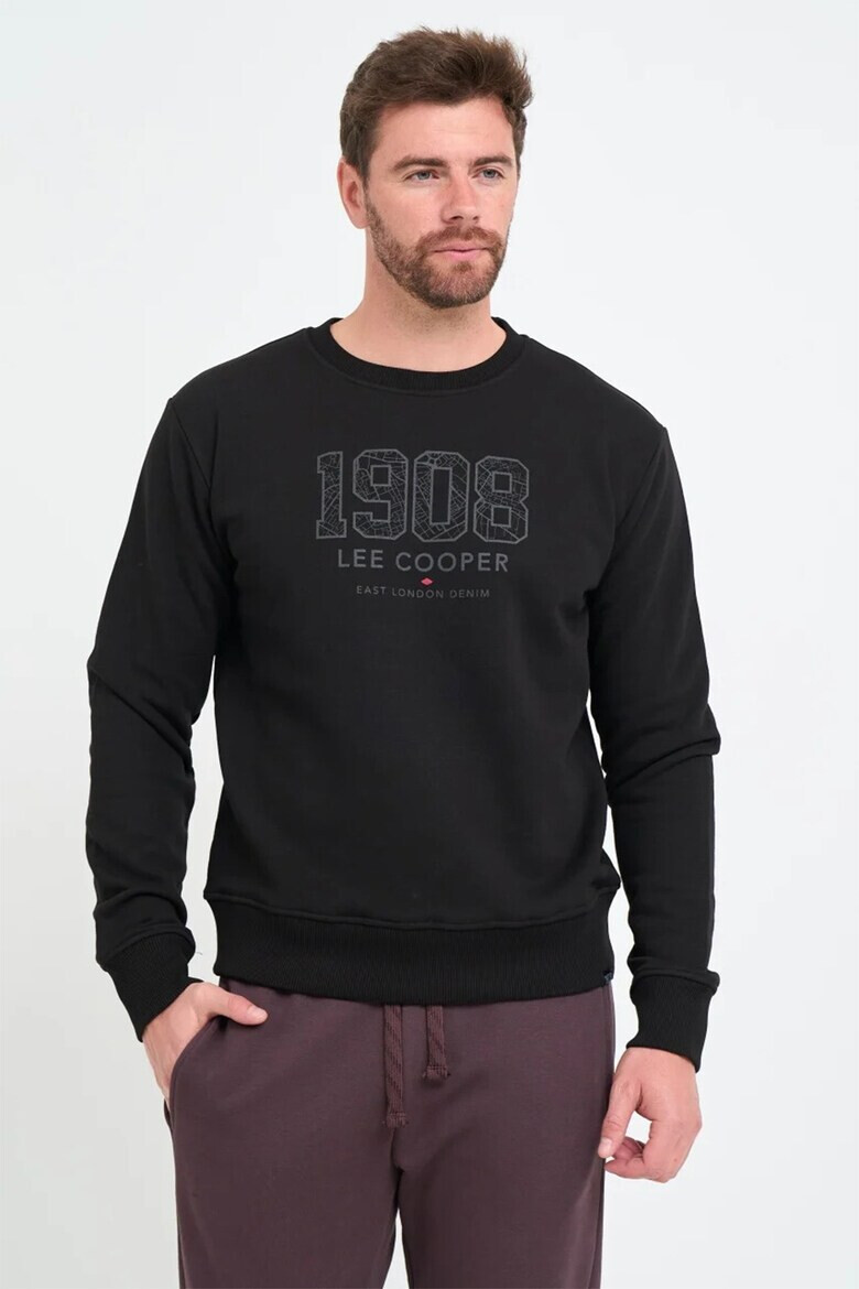 Lee Cooper Суитшърт с лого - Черен/Сив - Pepit.bg