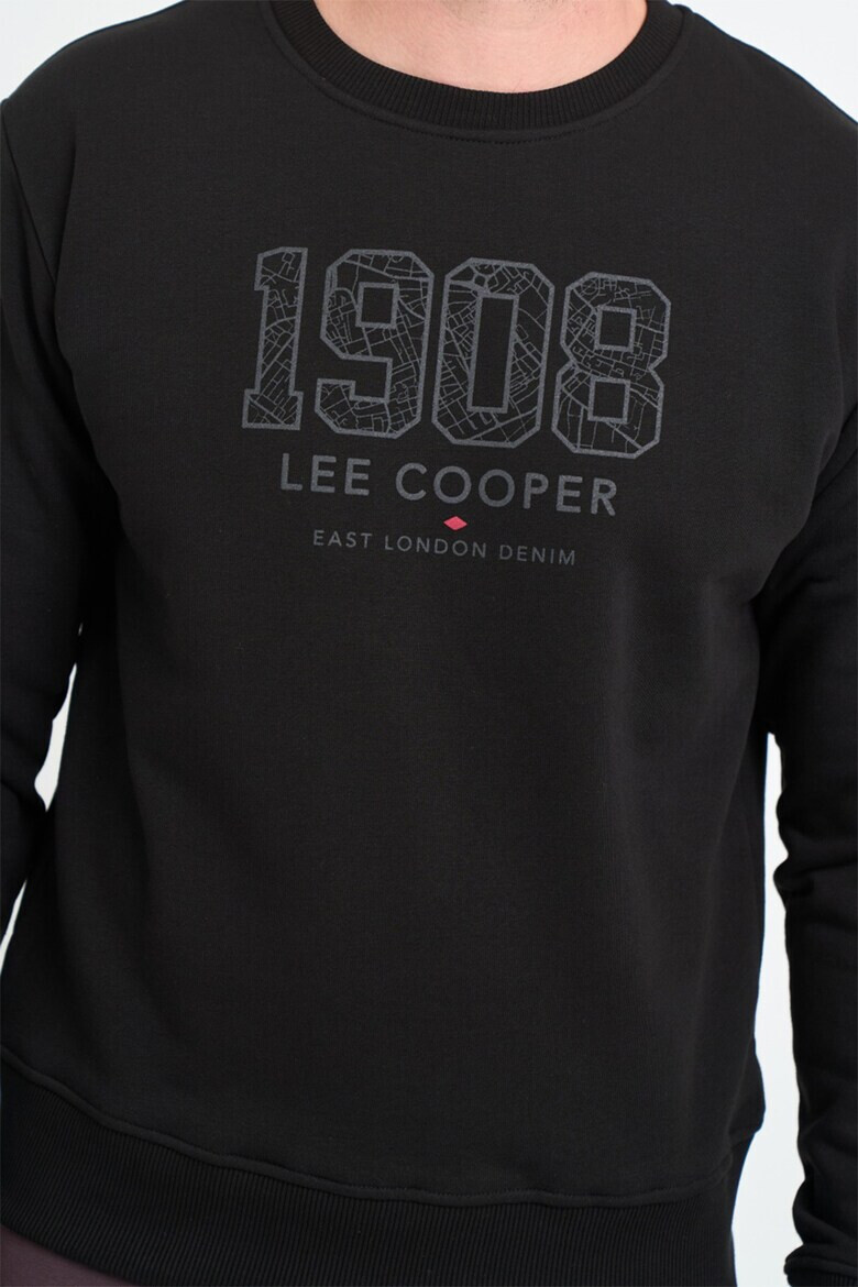 Lee Cooper Суитшърт с лого - Черен/Сив - Pepit.bg