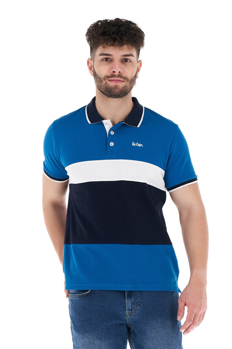 Lee Cooper Тениска от пике с яка и бродирано лого - Pepit.bg