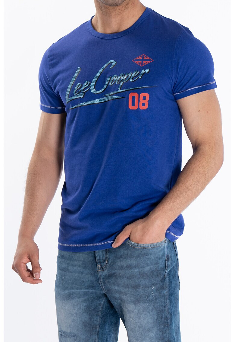 Lee Cooper Тениска с лого и овално деколте - Pepit.bg