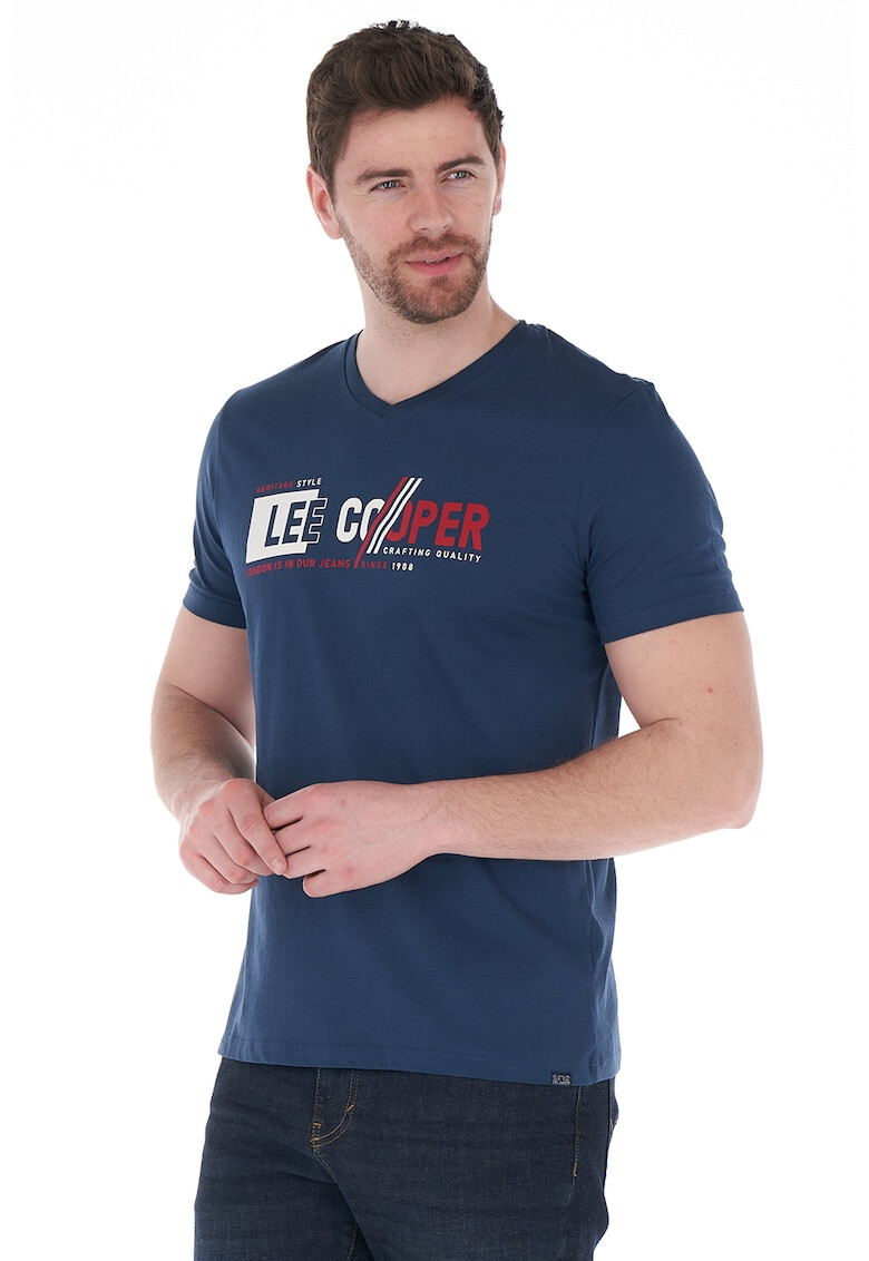 Lee Cooper Тениска с шпиц и лого - Pepit.bg