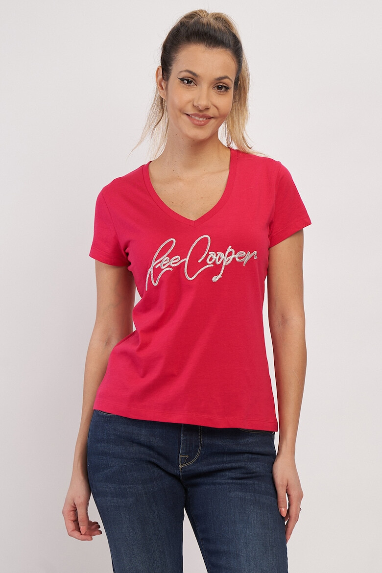 Lee Cooper Тениска с шпиц и лого - Pepit.bg