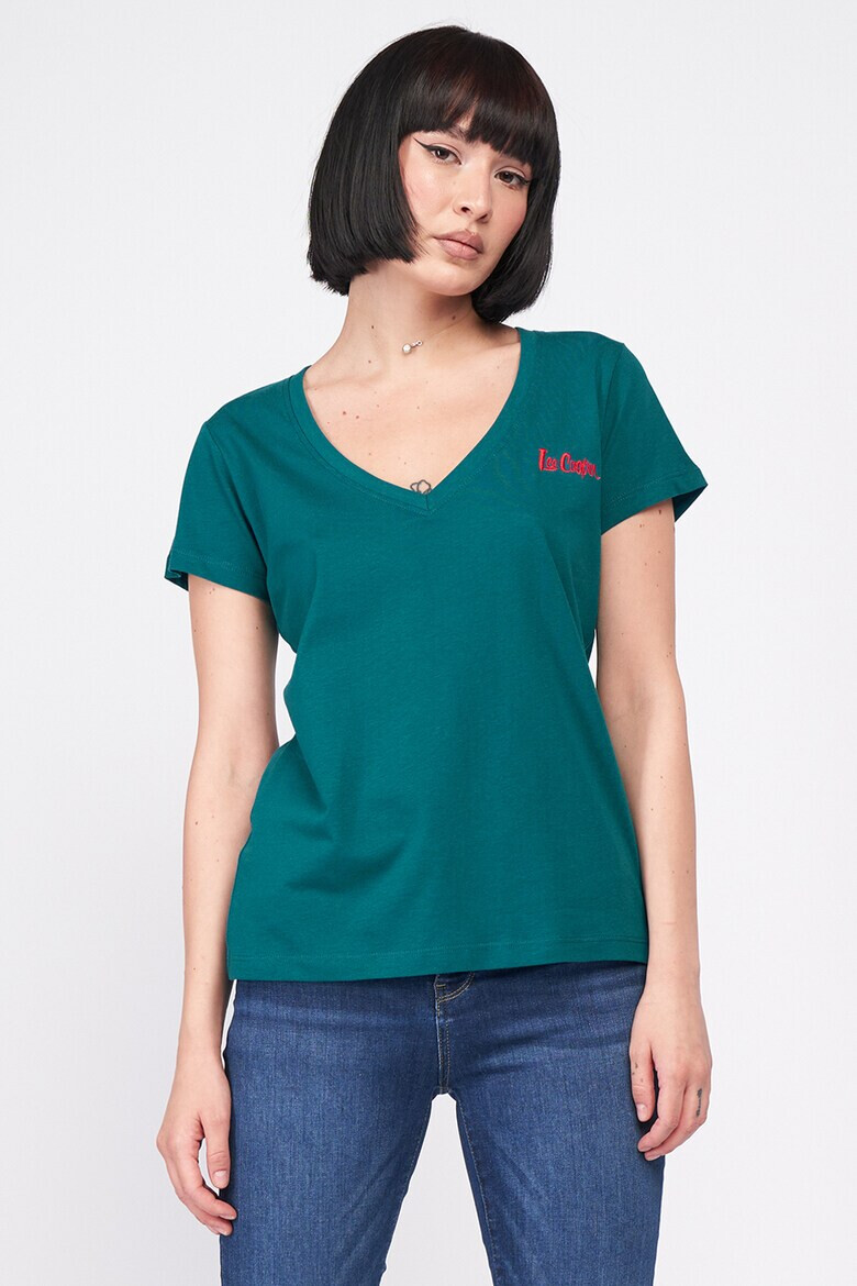 Lee Cooper Тениска с шпиц и лого - Pepit.bg