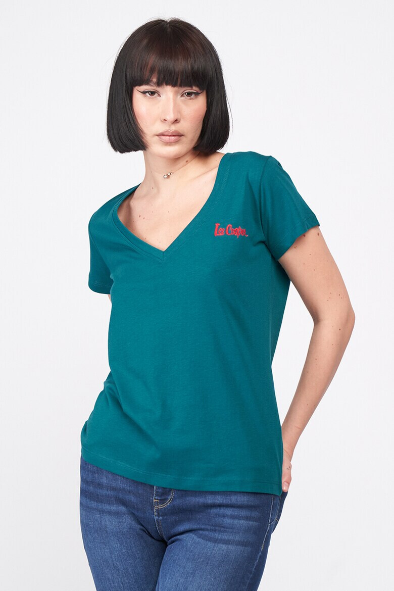 Lee Cooper Тениска с шпиц и лого - Pepit.bg