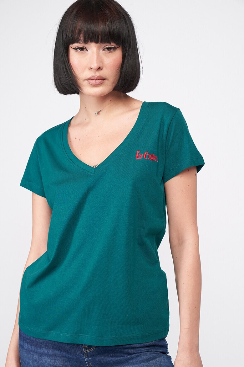 Lee Cooper Тениска с шпиц и лого - Pepit.bg