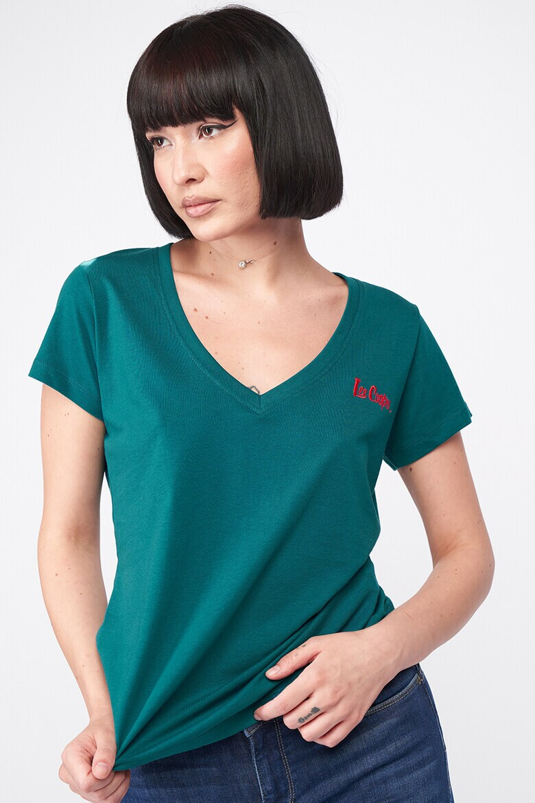 Lee Cooper Тениска с шпиц и лого - Pepit.bg