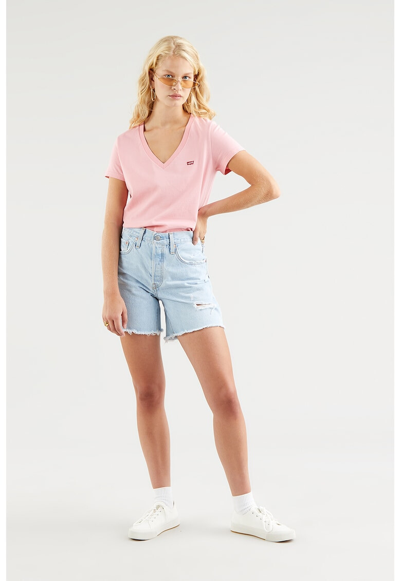 Levi's Тениска с шпиц деколте и лого - Pepit.bg