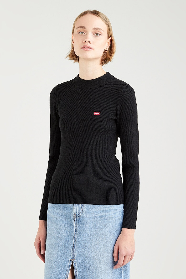 Levis Слим рипсен пуловер с райе - Черен - Pepit.bg