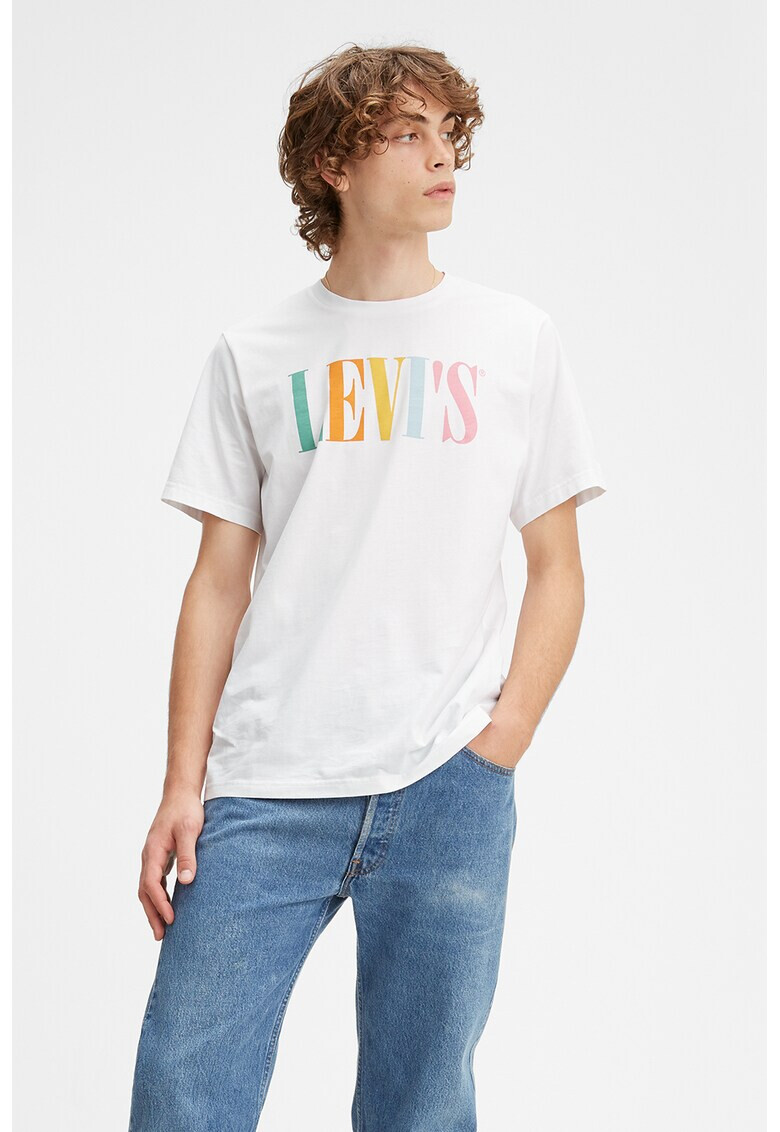 Levi's Памучна тениска с лого и овално деколте - Pepit.bg