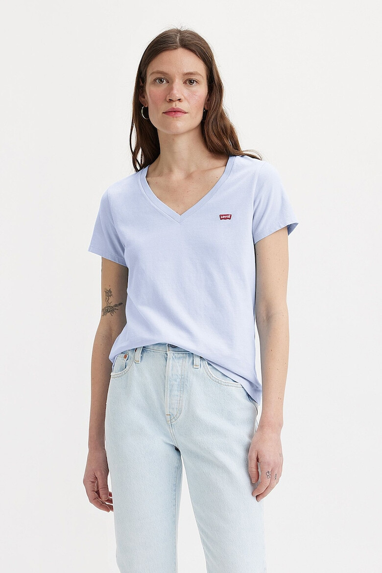Levis Памучна тениска с шпиц деколте - Pepit.bg