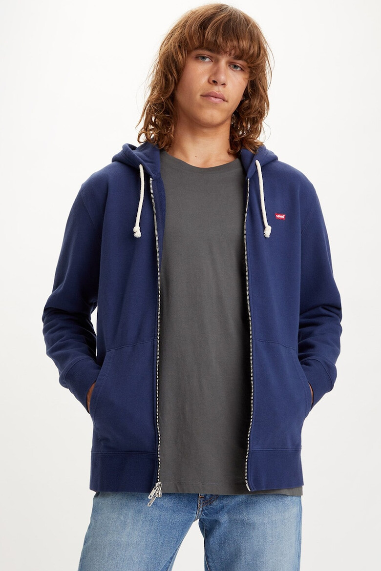 Levis Памучно худи с цип - Тъмносин - Pepit.bg