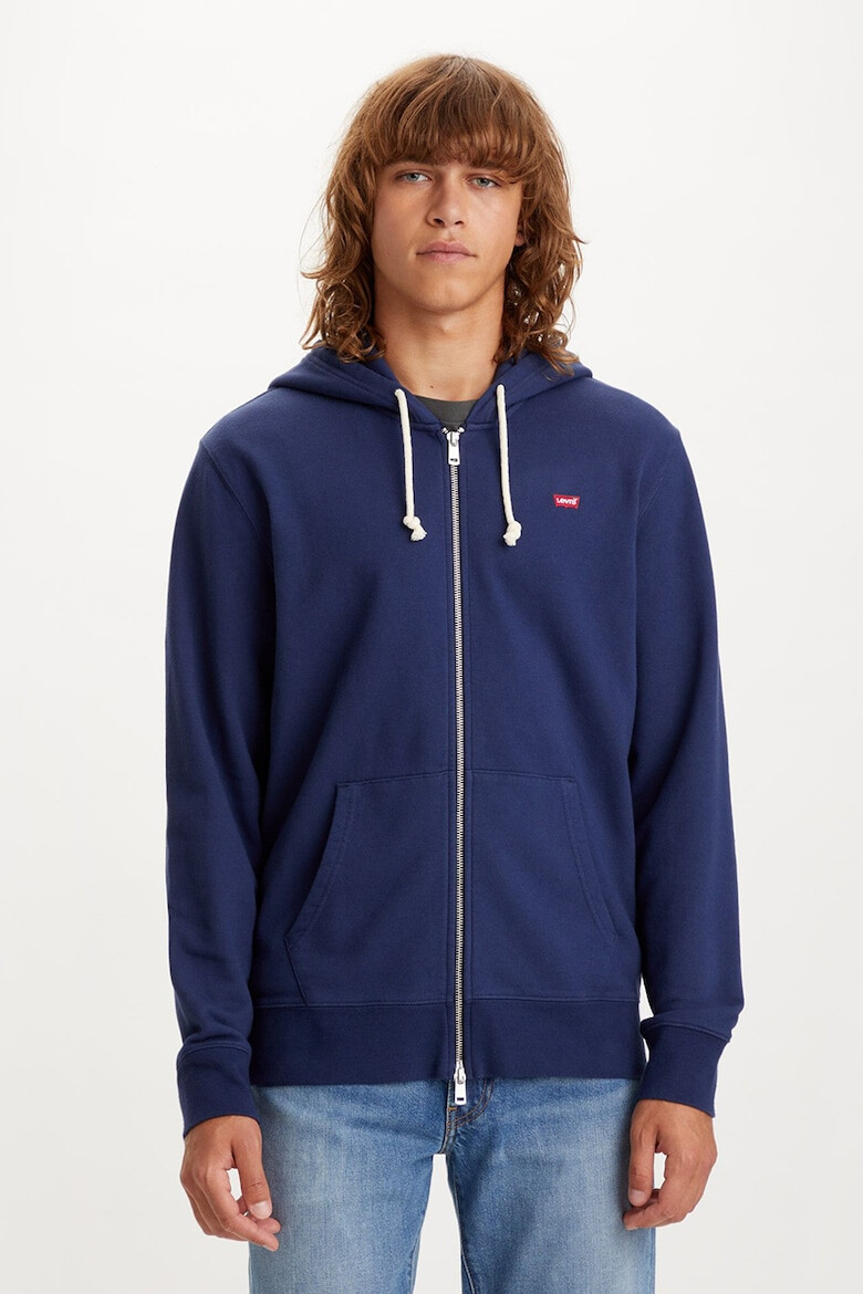 Levis Памучно худи с цип - Тъмносин - Pepit.bg