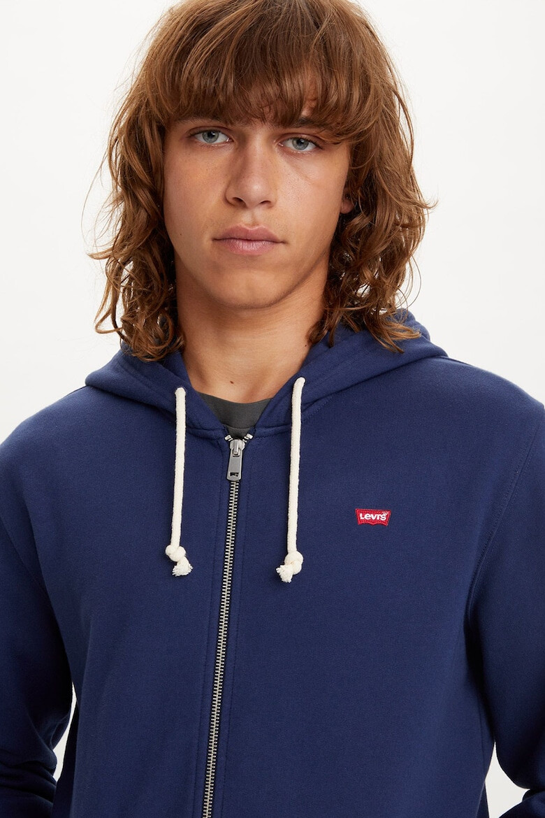 Levis Памучно худи с цип - Тъмносин - Pepit.bg