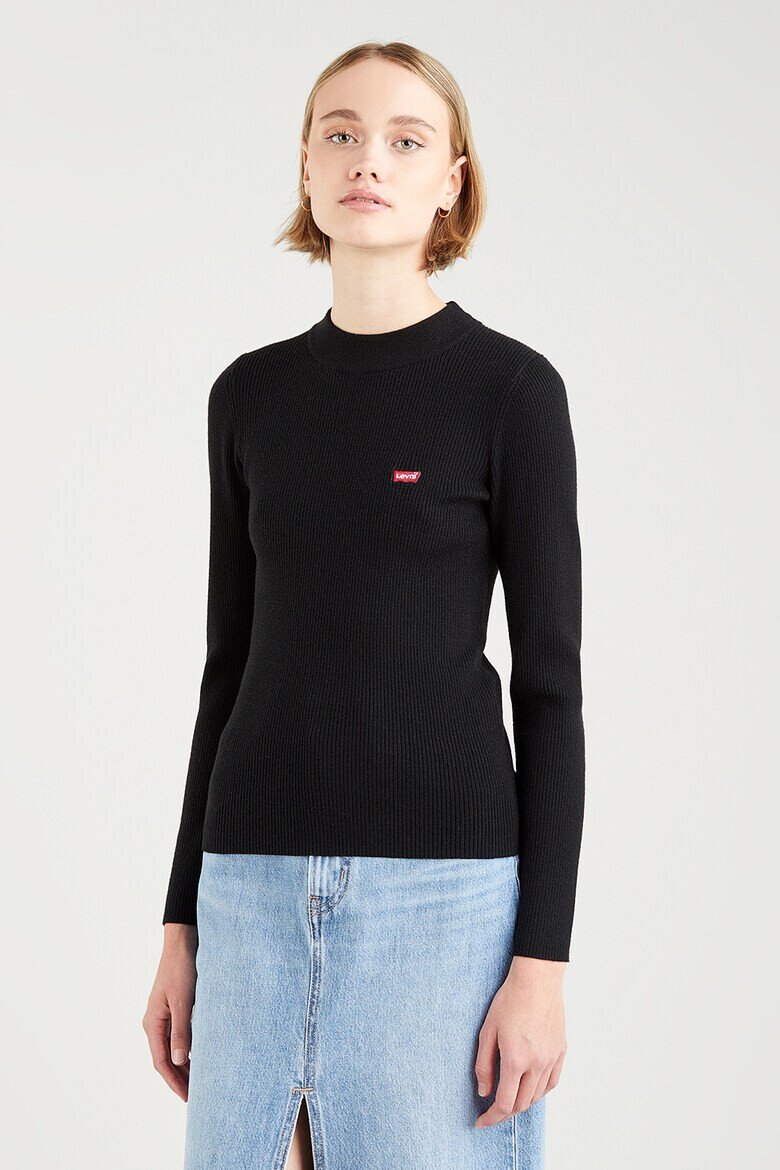 Levis Слим рипсен пуловер с райе - Черен - Pepit.bg