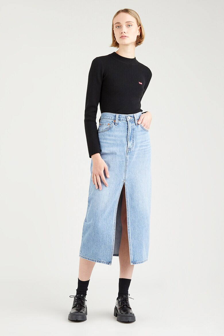 Levis Слим рипсен пуловер с райе - Черен - Pepit.bg