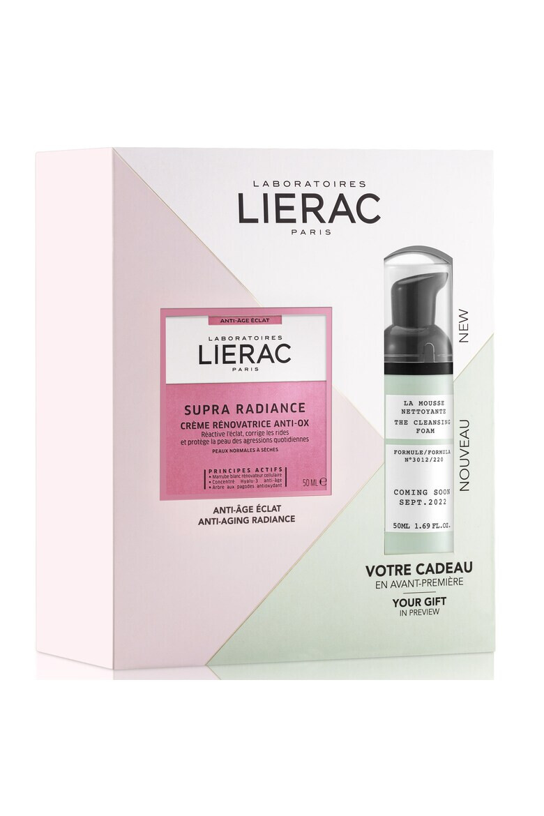 Lierac Комплект Supra Radiance: Крем за лице - 50 мл + Почистваща пяна - 50 мл - Pepit.bg