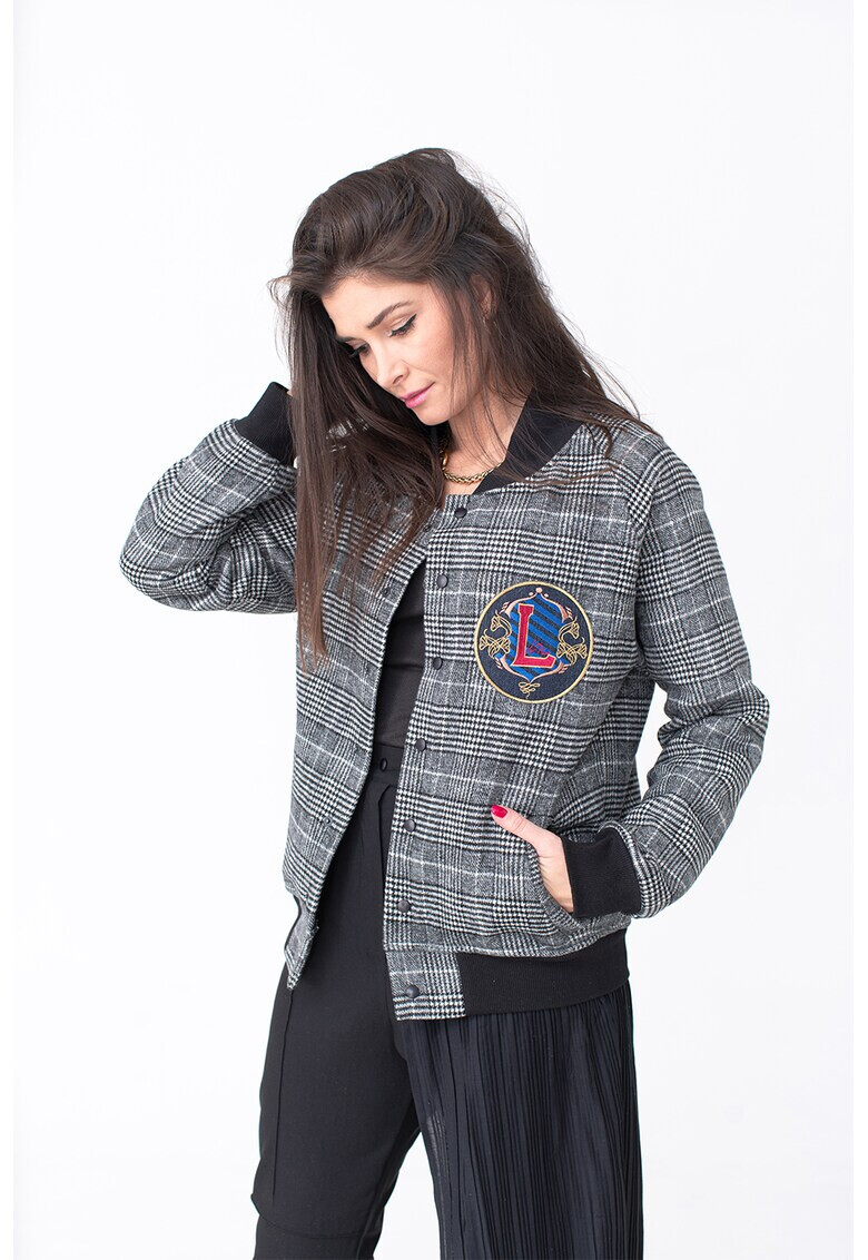LIN APPAREL Карирано яке с бродирано лого на гърдите - Pepit.bg