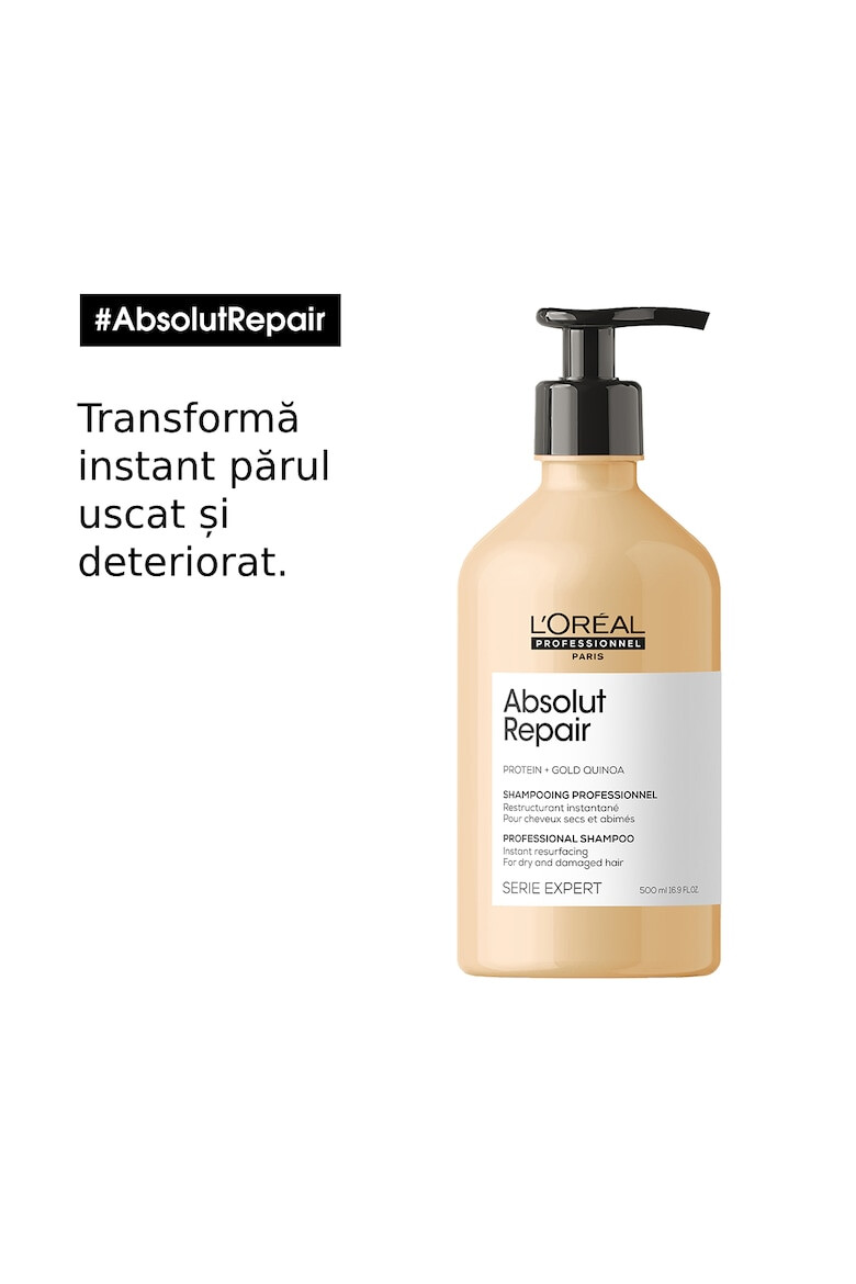 LOreal Professionnel Професионален шампоан Serie Expert Absolut Repair за суха и увредена коса със златни трици от киноа и пшенични протеини - Pepit.bg