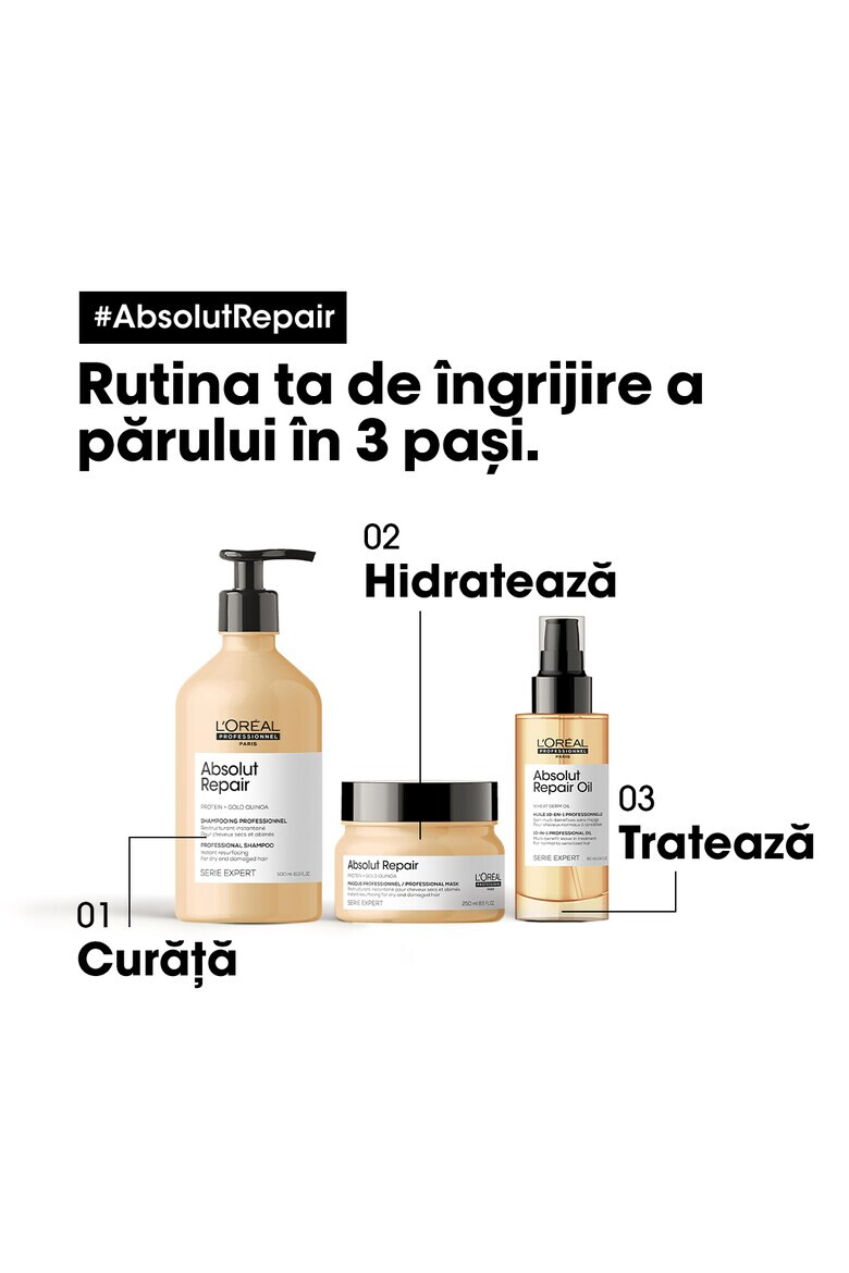 LOreal Professionnel Професионален шампоан Serie Expert Absolut Repair за суха и увредена коса със златни трици от киноа и пшенични протеини - Pepit.bg