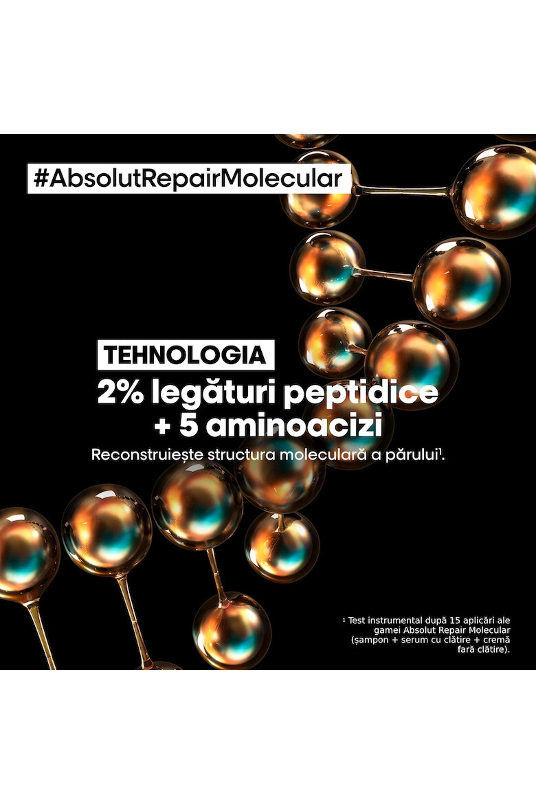 LOreal Professionnel Шампоан за увредена коса Serie Expert Absolut Repair Molecular формулиран с пептидни връзки и 5 аминокиселини възстановява макромолекулната структура на косъма без сулфати. - Pepit.bg