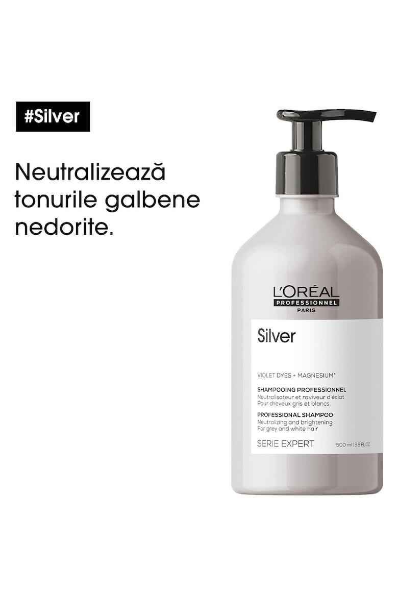 LOreal Professionnel Професионален шампоан Serie Expert Silver За неутрализиране на нежеланите жълти нюанси С магнезий и анти-пожълтяване 300 мл - Pepit.bg