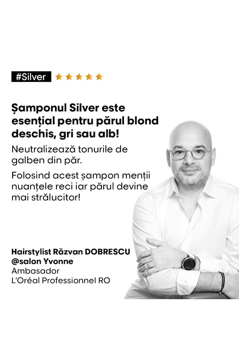 LOreal Professionnel Професионален шампоан Serie Expert Silver За неутрализиране на нежеланите жълти нюанси С магнезий и анти-пожълтяване 300 мл - Pepit.bg