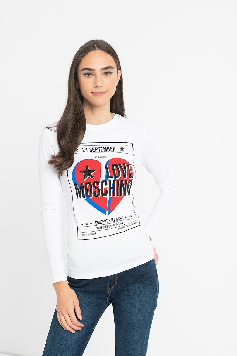 Love Moschino Блуза с овално деколте и лого - Pepit.bg