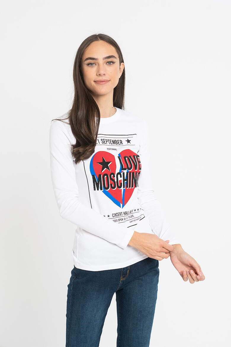 Love Moschino Блуза с овално деколте и лого - Pepit.bg