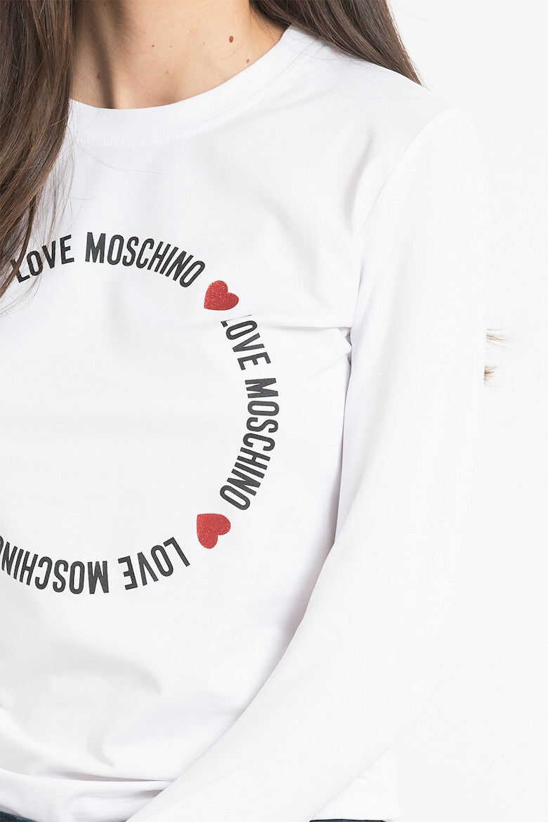 Love Moschino Блуза с овално деколте и лого - Pepit.bg