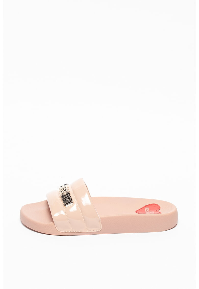 Love Moschino Бляскави чехли с лого - Pepit.bg