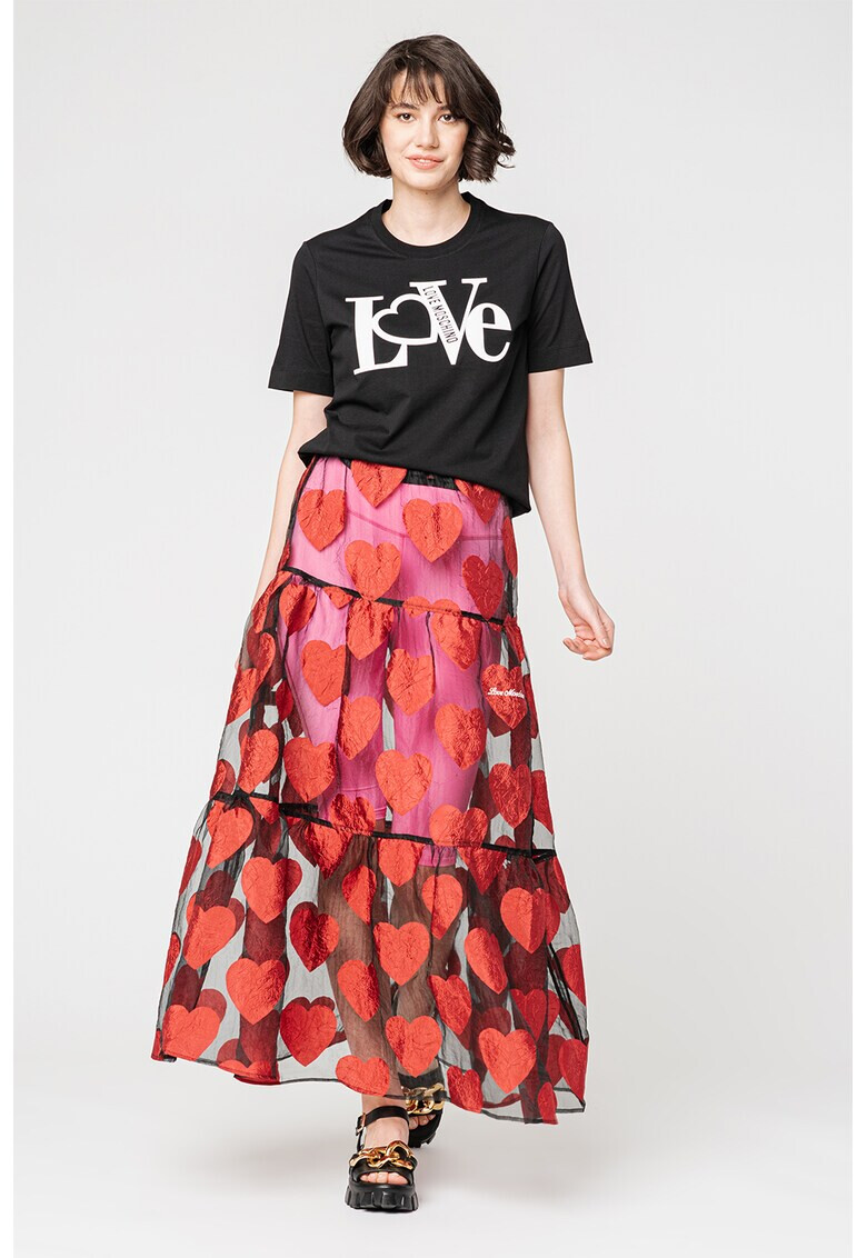 Love Moschino Ефирна пола с шарка на сърца - Pepit.bg