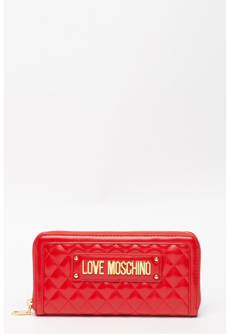 Love Moschino Капитониран портфейл от еко кожа с лого - Pepit.bg