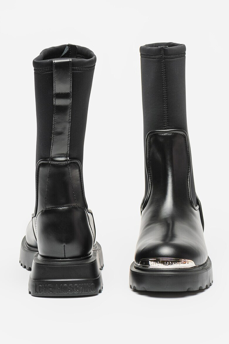 Love Moschino Кожени боти с еластични маншети - Pepit.bg