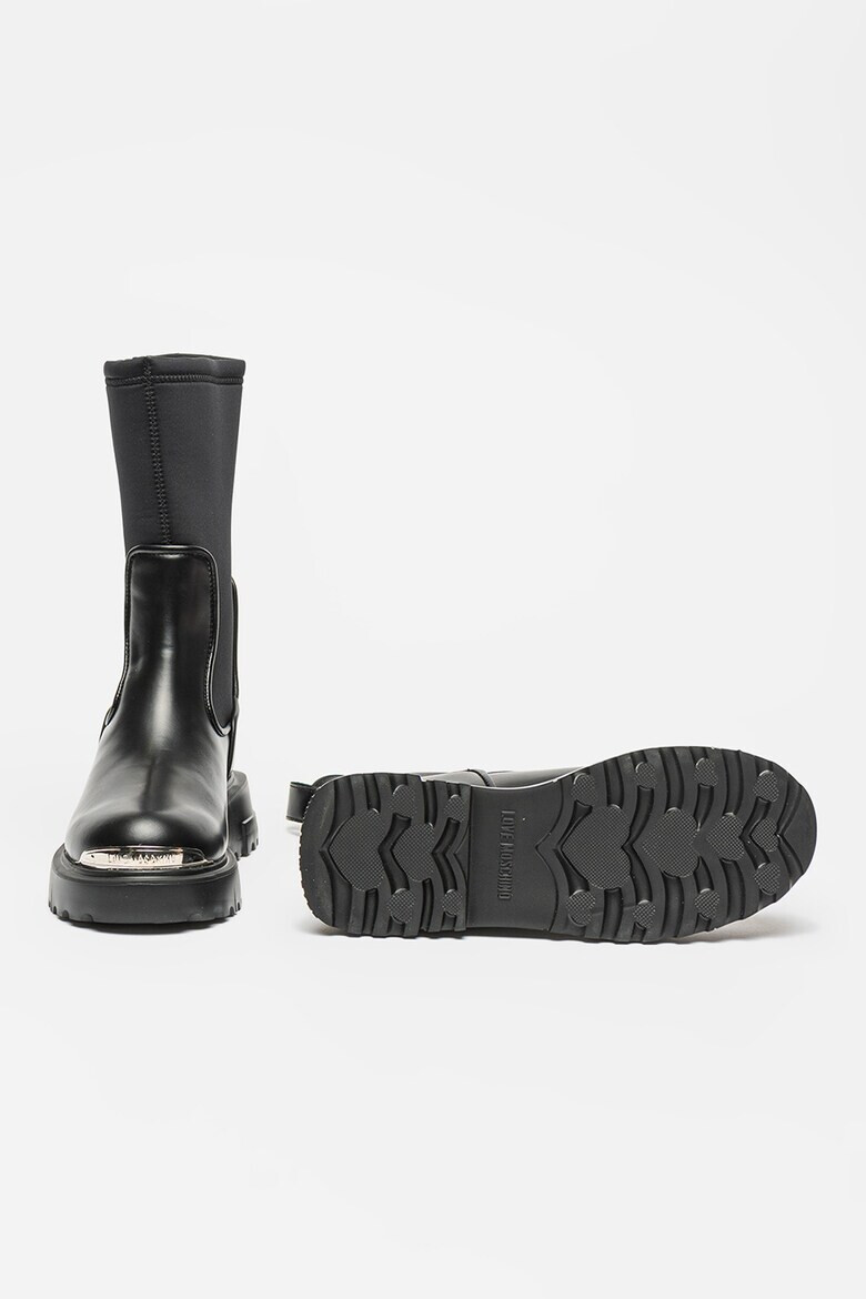 Love Moschino Кожени боти с еластични маншети - Pepit.bg