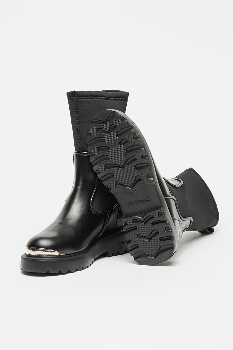 Love Moschino Кожени боти с еластични маншети - Pepit.bg