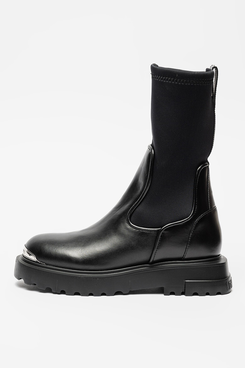 Love Moschino Кожени боти с еластични маншети - Pepit.bg
