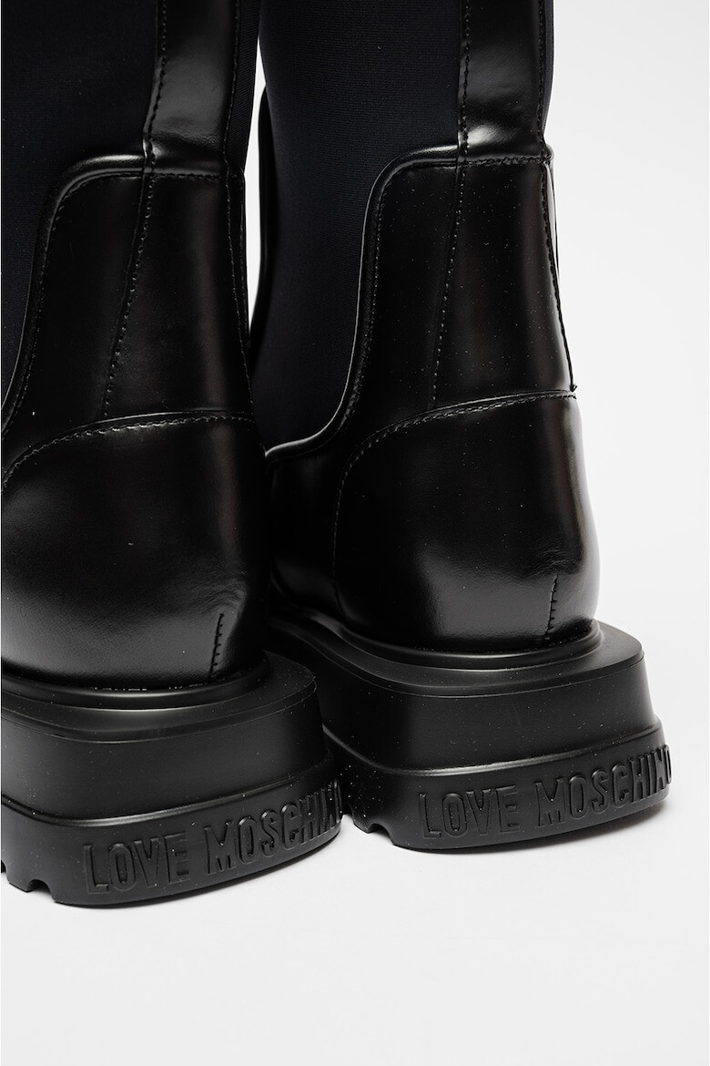 Love Moschino Кожени боти с еластични маншети - Pepit.bg