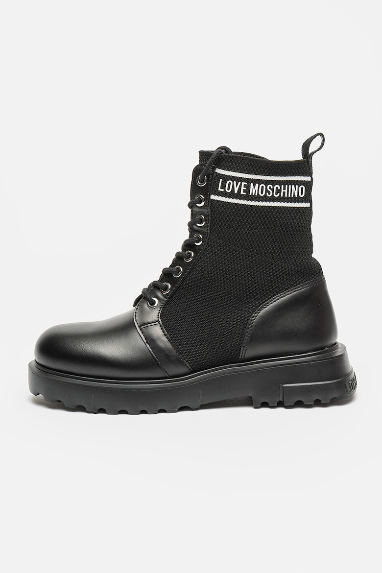 Love Moschino Кожени ботуши с лого - Pepit.bg