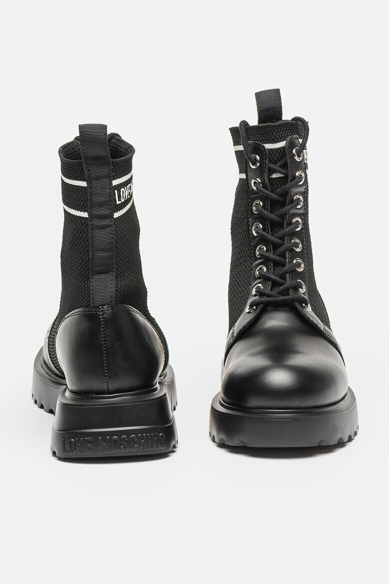 Love Moschino Кожени ботуши с лого - Pepit.bg