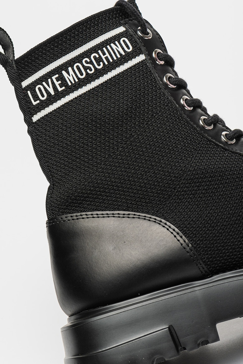 Love Moschino Кожени ботуши с лого - Pepit.bg