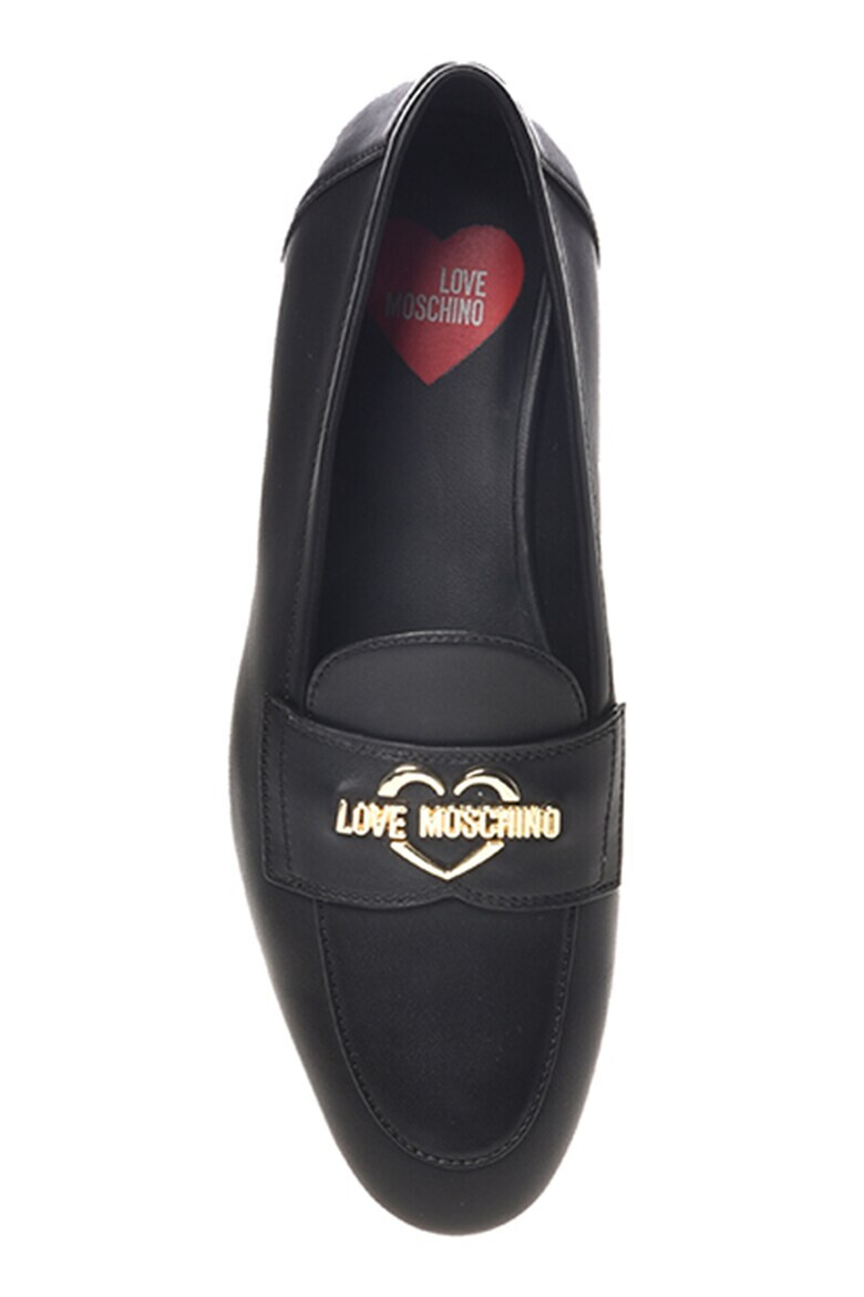 Love Moschino Кожени мокасини с лого - Pepit.bg