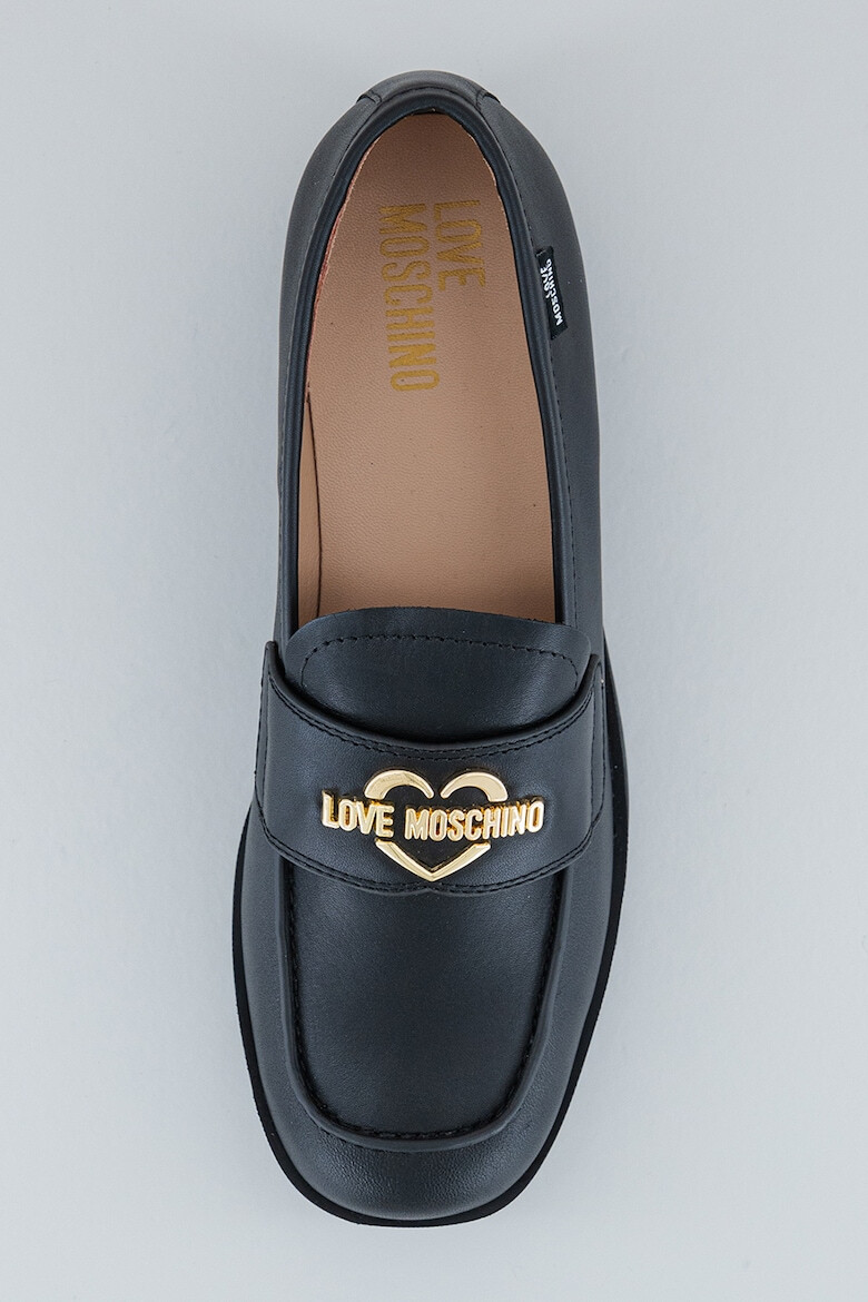 Love Moschino Кожени мокасини с лого - Pepit.bg