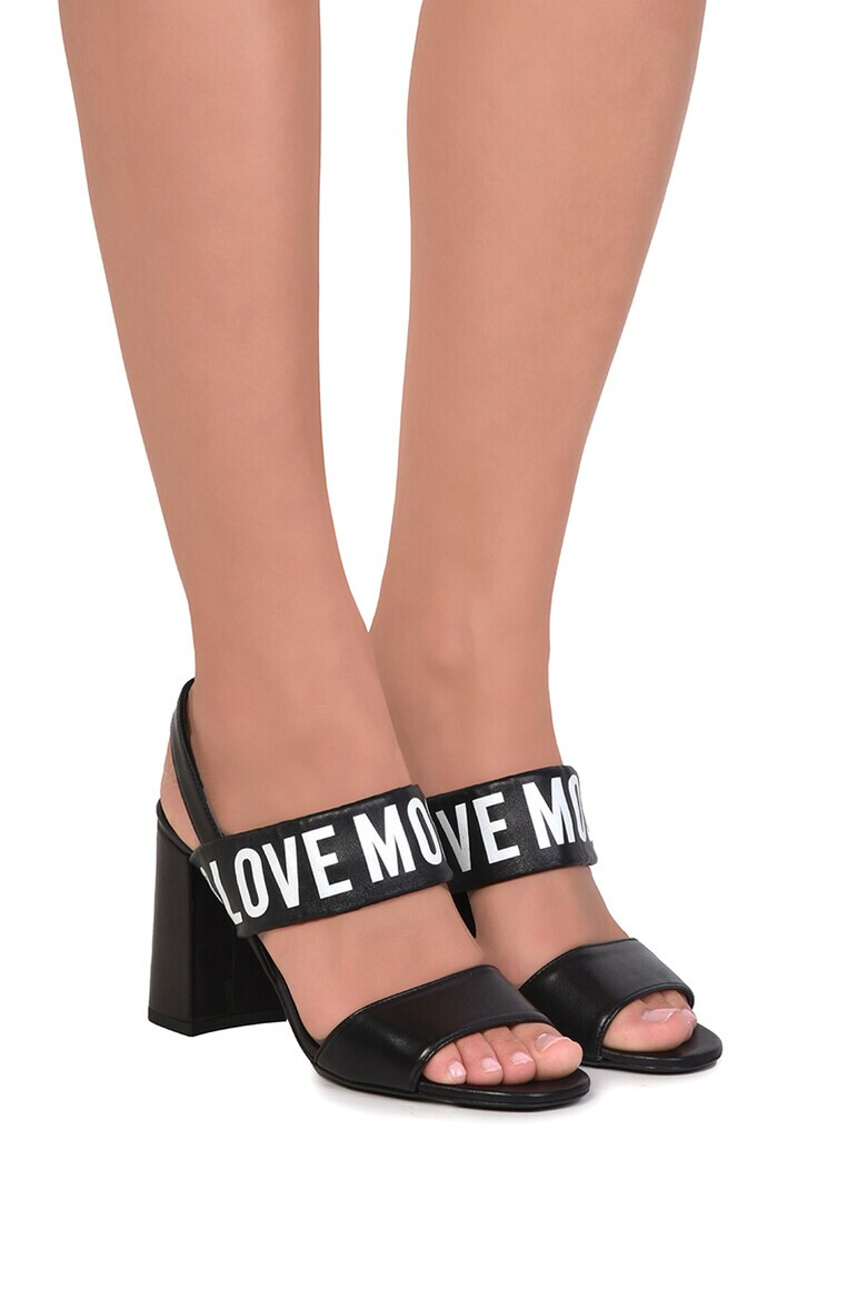 Love Moschino Кожени сандали с лого - Pepit.bg