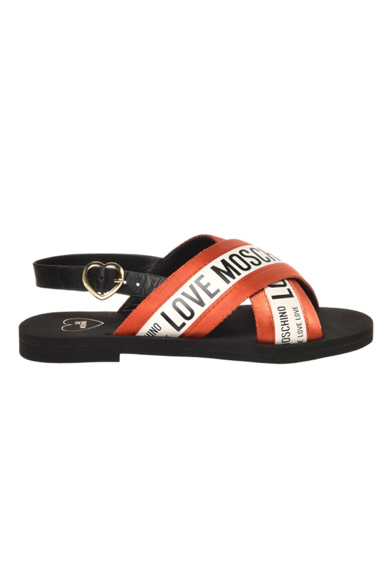 Love Moschino Кожени сандали с лого - Pepit.bg