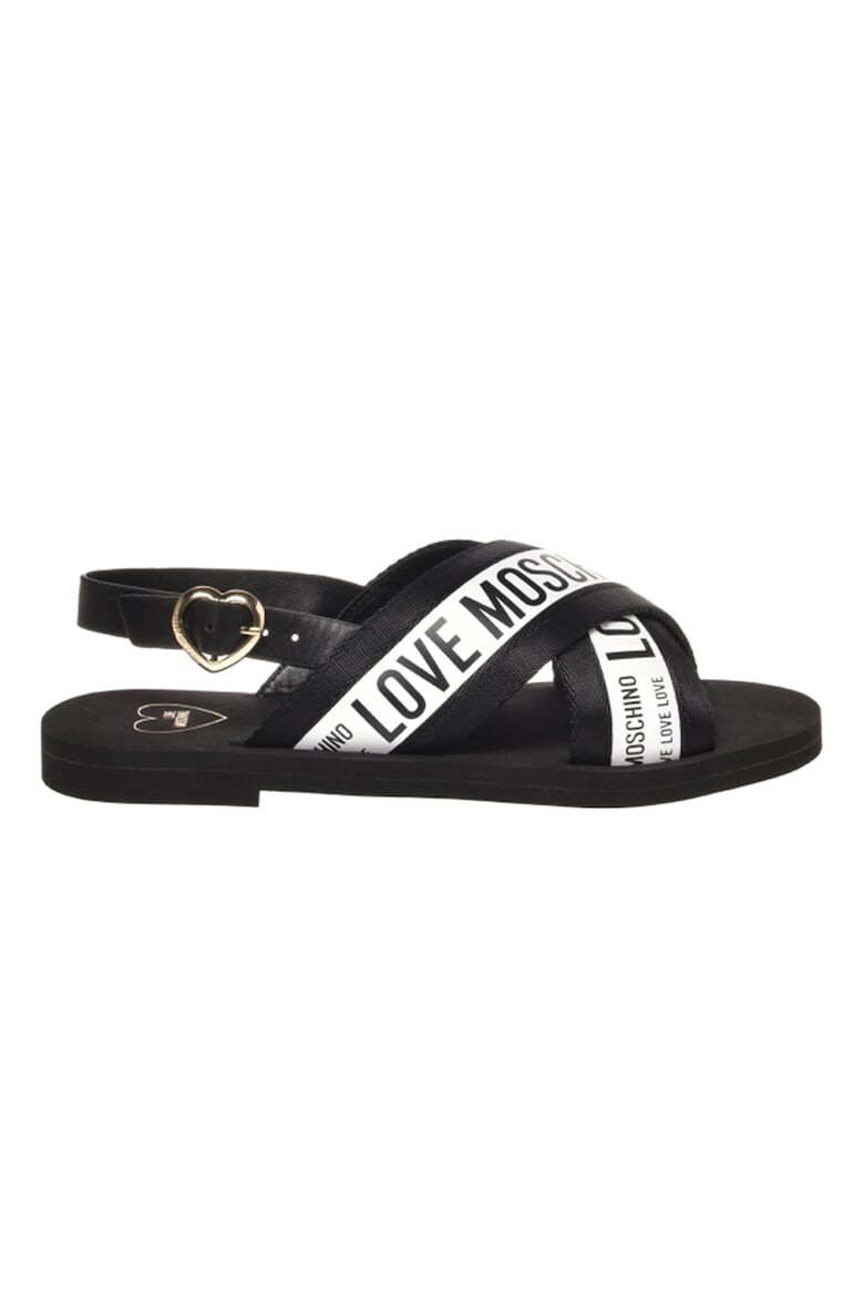 Love Moschino Кожени сандали с лого - Pepit.bg